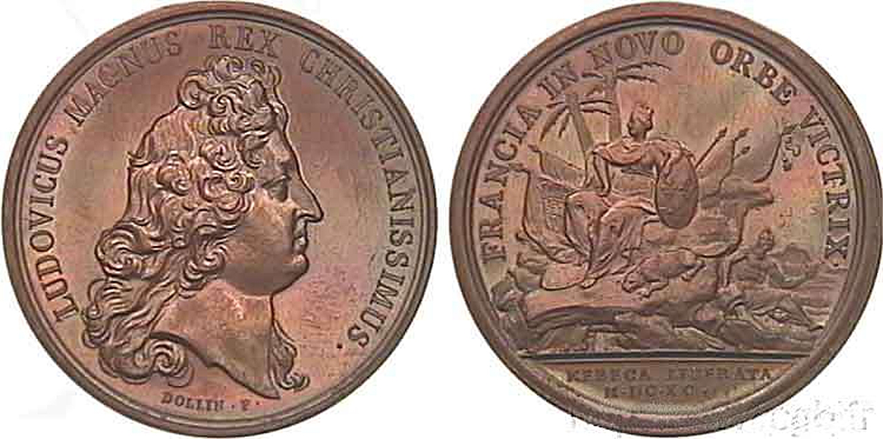 Monnaie frappée sous Louis XiV en mémoire de la victoire de Frontenac